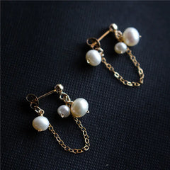 Graceful Pearl Dangle Studs