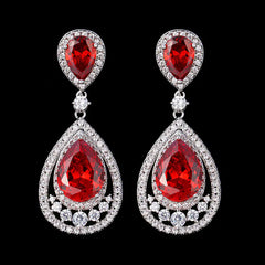 Colorful Waterdrop Earrings with Zircon Inlay
