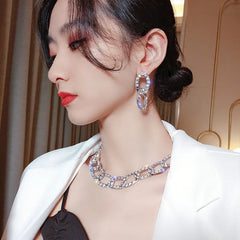 Fashionable Chunky Chain Rhinestone Necklace for Women