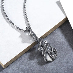 Vintage Snake Guitar Pendant Necklace for Men