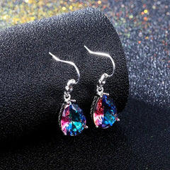 Colorful Rainbow Waterdrop Earrings in Pear Shape