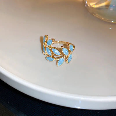 Korean Dripping Leaf Design Oil Ring