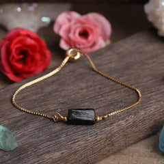 Adjustable Women’s Metal Chain Bracelet with Prismatic Stones