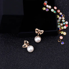 Chic Bowknot Pearl Earrings