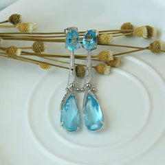 Elegant Sky Blue Teardrop Earrings