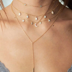 Layered Crystal Pendant Necklace