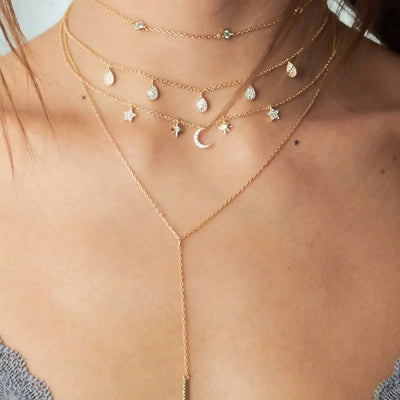 Layered Crystal Pendant Necklace