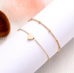 Dual Heart Charm Bracelet Duo
