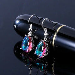 Colorful Rainbow Waterdrop Earrings in Pear Shape