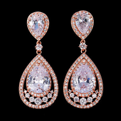 Colorful Waterdrop Earrings with Zircon Inlay