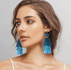 Gradient Fringe Tassel Earrings