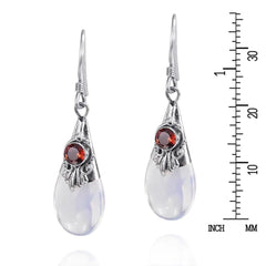 White Moonstone Drop Earrings with Pear Shape Design