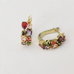 Colorful Waterdrop Zircon Earrings - Mona Lisa Collection
