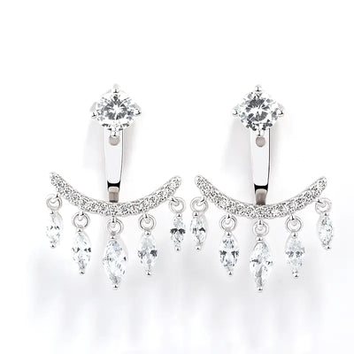 Elegant Diamond Tassel Drop Earrings