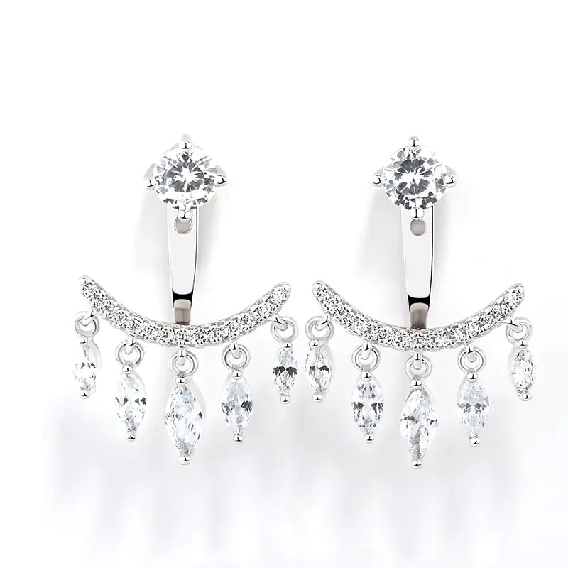 Elegant Diamond Tassel Drop Earrings