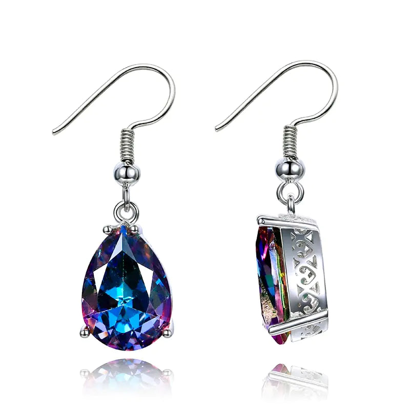 Colorful Rainbow Waterdrop Earrings in Pear Shape