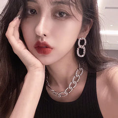 Fashionable Chunky Chain Rhinestone Necklace for Women