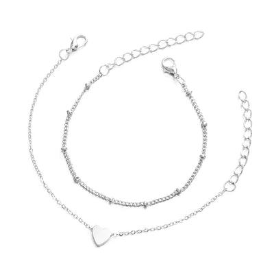 Dual Heart Charm Bracelet Duo