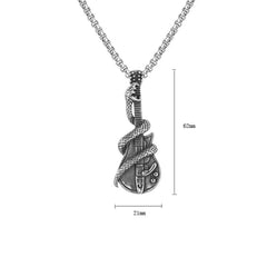 Vintage Snake Guitar Pendant Necklace for Men