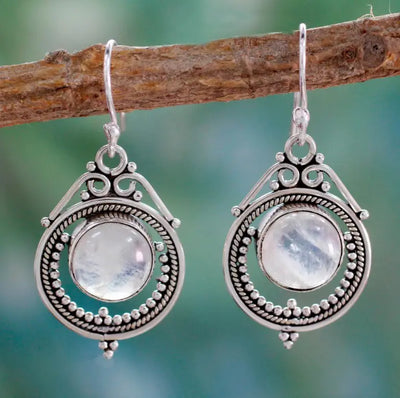 Mumbai Moonstone Earrings with Moon Design