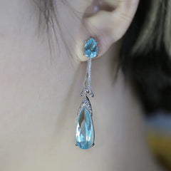 Elegant Sky Blue Teardrop Earrings