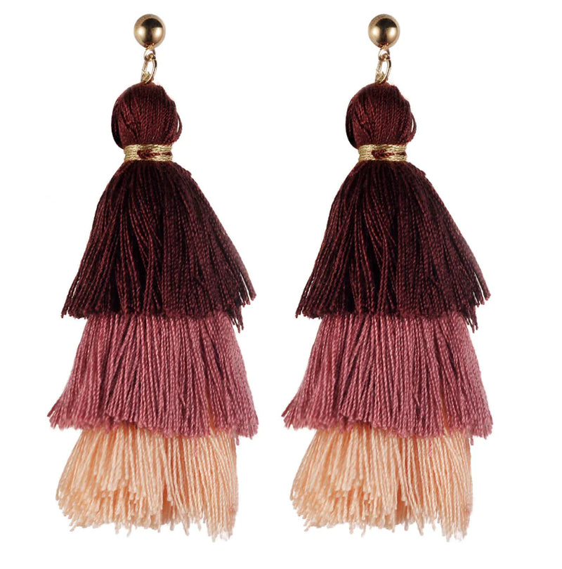 Gradient Fringe Tassel Earrings