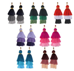 Gradient Fringe Tassel Earrings