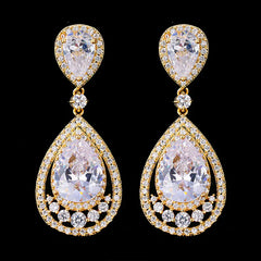 Colorful Waterdrop Earrings with Zircon Inlay