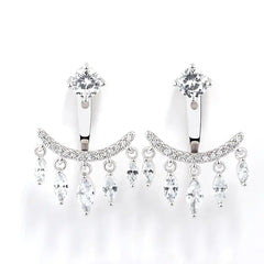 Elegant Diamond Tassel Drop Earrings