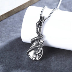 Vintage Snake Guitar Pendant Necklace for Men