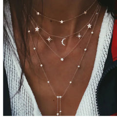 Layered Crystal Pendant Necklace