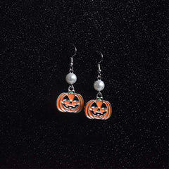 Creative Pumpkin Pearl Earrings for Halloween