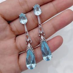 Elegant Sky Blue Teardrop Earrings