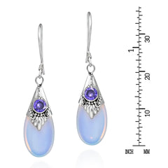 White Moonstone Drop Earrings with Pear Shape Design