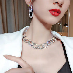 Fashionable Chunky Chain Rhinestone Necklace for Women