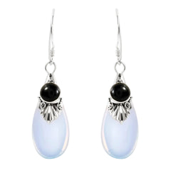 White Moonstone Drop Earrings with Pear Shape Design
