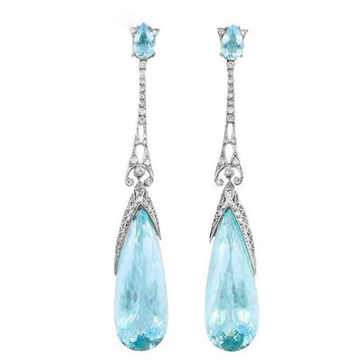 Elegant Sky Blue Teardrop Earrings
