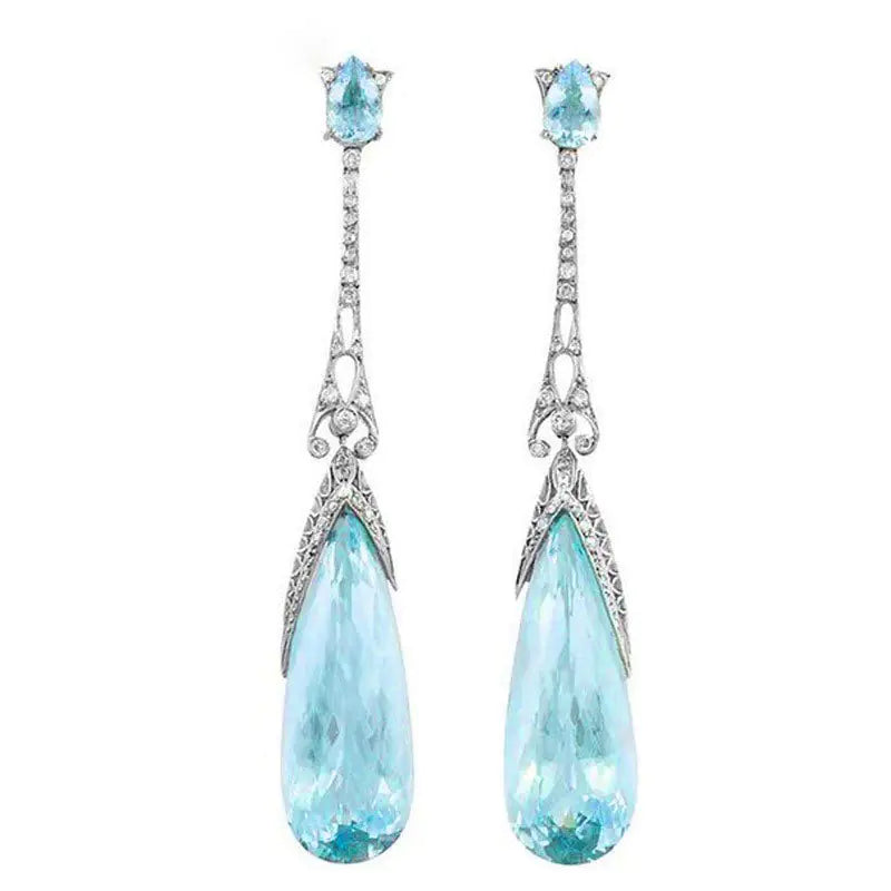 Elegant Sky Blue Teardrop Earrings