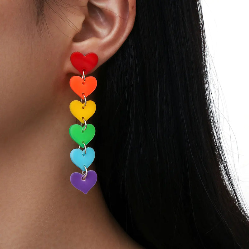 Rainbow Earrings Necklace with Colorful Acrylic Tassels